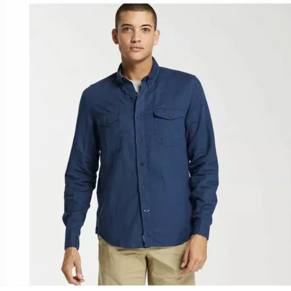 Timberland Linen Blue Slim Fit Button Up Shirt
